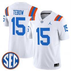 Men Florida Gators  15 Tim Tebow White  1960s Throwback  F U S E  Vapor Limited Stitched Football Jersey