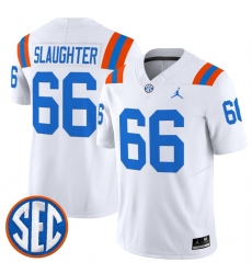 Men Florida Gators  66 Jake Slaughter White  1960s Throwback  F U S E  Vapor Limited Stitched Football Jersey