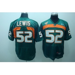 Hurricanes #52 Ray Lewis Green Stitched NCAA Jerseys