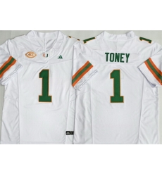 Men Miami Hurricanes 1 Malachi Toney White F U S E Stitched Football Jersey Men Miami Hurricanes 1 Malachi Toney White F U S E Stitched Football Jersey