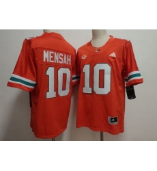 Men Miami Hurricanes  10 Darian Mensah Orange Stitched Football Jersey