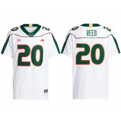 Men Miami Hurricanes  20 Ed Reed White Away Stitched Football Jersey