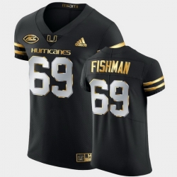 Men Miami Hurricanes Sam Fishman Golden Edition Black Authentic Jersey