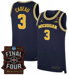 Men Michigan Wolverines 3 Elliot Cadeau Navy 2025 26 With Final Four Patch Stitched Basketball Jersey Men Michigan Wolverines 3 Elliot Cadeau Navy 2025 26 With Final Four Patch Stitched Basketball Jersey