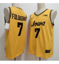 Men Iowa Hawkeyes 7 Alvaro Folgueiras Yellow Stitched Jersey Men Iowa Hawkeyes 7 Alvaro Folgueiras Yellow Stitched Jersey