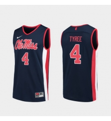 Men Ole Miss Rebels Breein Tyree Navy Replica College Basketball Jersey