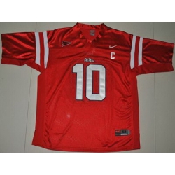 Rebels #10 Eli Manning Red Embroidered NCAA Jersey
