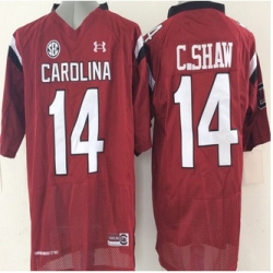 South Carolina Fighting Gamecocks #14 Connor Shaw Red SEC Patch Stitched NCAA Jersey