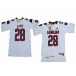 Under Armour South Carolina 28 Davis White New Style Jersey with New SEC Patch