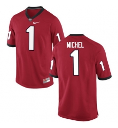 Men Georgia Bulldogs #1 Sony Michel College Football Jerseys-Red