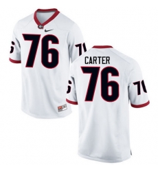 Men Georgia Bulldogs #76 Michail Carter College Football Jerseys-White