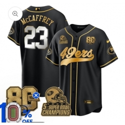 Men San Francisco 49ers #23 McCaffrey Black Gold Stitched Jersey