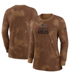 Women San Francisco 49ers Brown 2023 Salute To Service Long Sleeve T Shirt