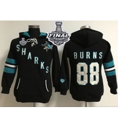 San Jose Sharks 88 Brent Burns Black 2016 Stanley Cup Final Patch Women Old Time Heidi Hoodie NHL Hoodie