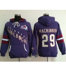 Colorado Avalanche 29 Nathan MacKinnon Purple Women Old Time Heidi NHL Hoodie