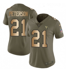 Womens Nike Arizona Cardinals 21 Patrick Peterson Limited OliveGold 2017 Salute to Service NFL Jersey