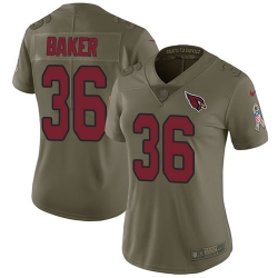 Womens Nike Cardinals #36 Budda Baker Olive  Stitched NFL Limited 2017 Salute to Service Jersey