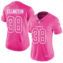 Womens Nike Cardinals #38 Andre Ellington Pink  Stitched NFL Limited Rush Fashion Jersey