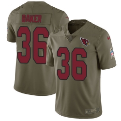 Youth Nike Cardinals #36 Budda Baker Olive Stitched NFL Limited 2017 Salute to Service Jersey