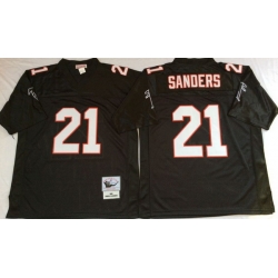 Men Atlanta Falcons 21 Deion Sanders Black M&N Throwback Jersey