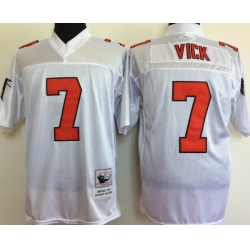 Men Atlanta Falcons 7 Michael Vick White M&N Throwback Jersey