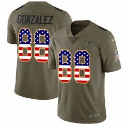 Men Nike Atlanta Falcons 88 Tony Gonzalez Limited OliveUSA Flag 2017 Salute to Service NFL Jersey