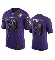 Baltimore Ravens 79 Ronnie Stanley Men Nike Purple Team 25th Season Golden Limited NFL Jersey