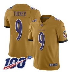 Men BALTIMORE RAVENS LIMITED INVERTED LEGEND #9 JUSTIN TUCKER GOLD JERSEY