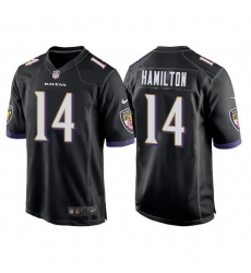 Men Baltimore Ravens 14 Kyle Hamilton Black Stitched Game jersey