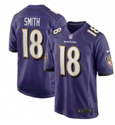 Men Baltimore Ravens #18 Roque Smith Purple Vapor Limited Stitched Jersey