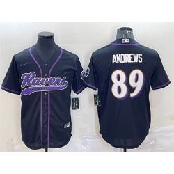 Men Baltimore Ravens 89 Mark Andrews Black With Patch Cool Base Stitched Baseball Jersey