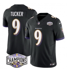 Men Baltimore Ravens 9 Justin Tucker Black F U S E 2024 AFC North Division Champions Vapor Limited Football Jersey