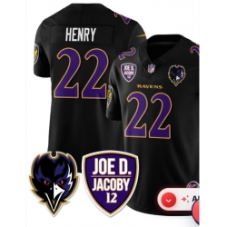 Men Baltimore Ravens Henry #22  Black Joe D. Jacoby 12 Patch Jersey