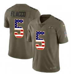 Mens Nike Baltimore Ravens 5 Joe Flacco Limited OliveUSA Flag Salute to Service NFL Jersey