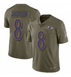 Mens Nike Baltimore Ravens 8 Lamar Jackson Limited Olive 2017 Salute to Service NFL Jersey