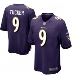 Mens Nike Baltimore Ravens 9 Justin Tucker Game Purple Team Color NFL Jersey