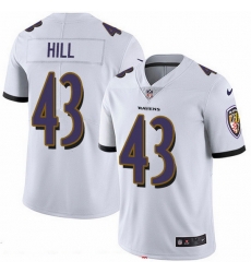 Nike Ravens 43 Justice Hill White Men Stitched NFL Vapor Untouchable Limited Jersey