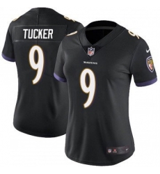 Women Baltimore Ravens 9 Justin Tucker Black 2023 F U S E Vapor Jersey