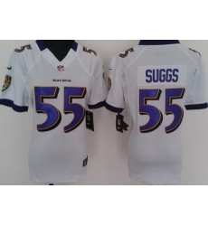 Women Nike Baltimore Ravens #55 Terrell Suggs White Nike NFL Jerseys