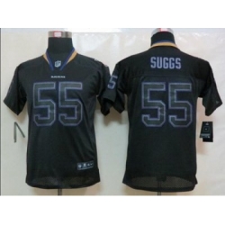 Nike Youth Baltimore Ravens #55 Terrell Suggs Black Jerseys(Lights Out Elite)