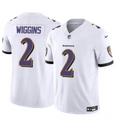 Youth Baltimore Ravens 2 Nate Wiggins White 2024 Draft F U S E Vapor Limited Football Jersey