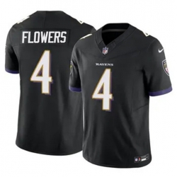 Youth Baltimore Ravens 4 Zay Flowers Black 2023 F U S E Vapor Limited Football Jersey