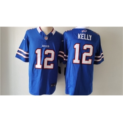 Men Buffalo Bills 12 Jim Kelly Blue 2023 F U S E  Vapor Untouchable Limited Stitched Jersey