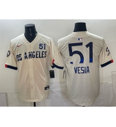 Men Los Angeles Dodgers 51 Alex Vesia Cream 2024 City Connect Limited Stitched Baseball Jersey Men Los Angeles Dodgers 51 Alex Vesia Cream 2024 City Connect Limited Stitched Baseball Jersey