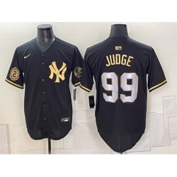 Men New York Yankees  99 Aaron Judge Black Gold With Patch Limited Stitched Baseball Jersey
