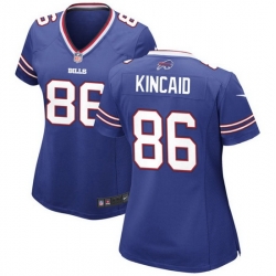 Women Buffalo Bills 86 Dalton Kincaid Blue 2023 Draft Stitched Game Jersey