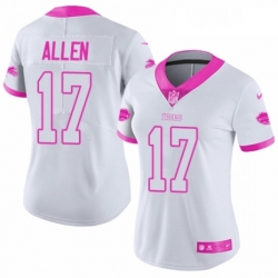 Womens Nike Buffalo Bills 17 Josh Allen Limited WhitePink Rush Fashion NFL Jersey