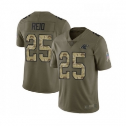 Mens Carolina Panthers 25 Eric Reid Limited Olive Camo 2017 Salute to Service Football Jersey