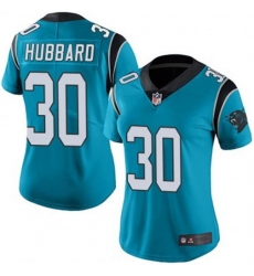 Women Carolina Panthers #30 Chuba Hubbard Blue F U S E Stitched NFL Jersey