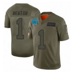 Womens Carolina Panthers 1 Cam Newton Limited Camo 2019 Salute to Service Football Jersey